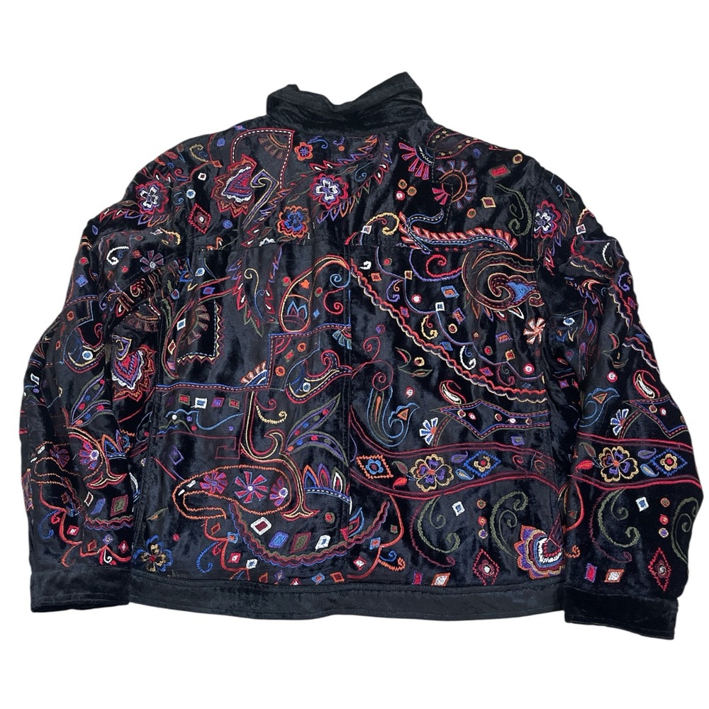 Laura Ashley Women's Paisley Embroidered Velvet Jacket black multi - Picture 3 of 7